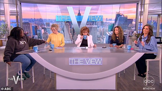 In a segment during the show, host Whoopi Goldberg can be seen pointing out the puddle of water to co-host Sara Haines, prompting Haines to move his chair, which is when the noise is heard.