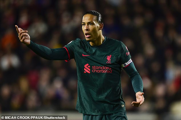 Virgil van Dijk was one of three players withdrawn at half time in Liverpool's match at Brentford