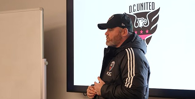 The footage showed Wayne Rooney addressing his DC United players ahead of the new campaign.