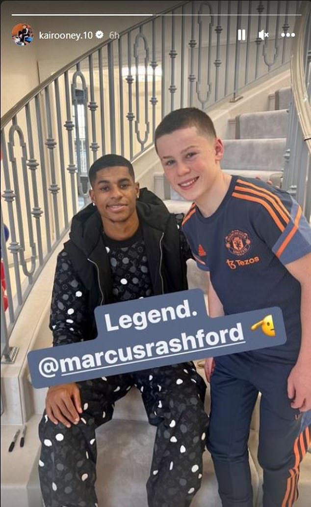 Wayne Rooney's son Kai has shared a photo with Manchester United's Marcus Rashford.