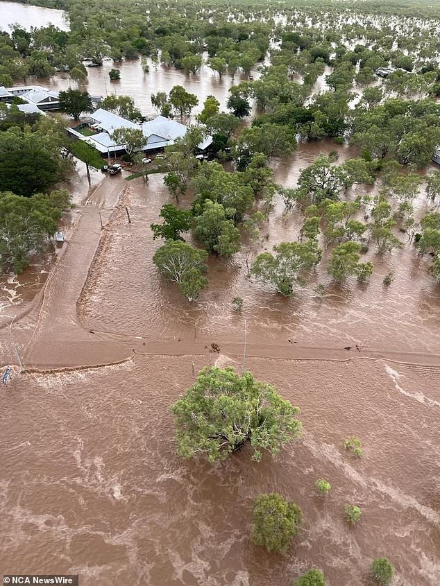 Aerial imagery showing the extent of flooding of the Fitzroy River in northern WA where Tropical Excyclone Ellie has brought torrential rainfall