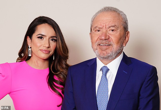 Boardroom: Lord Sugar with last year's Apprentice winner Harpreet Kaur