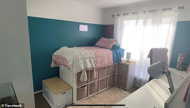 The woman, who lives in South Australia, posted on Facebook on Monday photos of the finished product, showing her daughter's bed, desk and storage units.