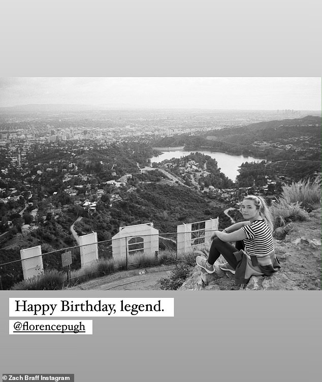 'Legend': Zach Braff, 47, took to his Instagram Stories on Tuesday to wish his ex Florence Pugh a happy 27th birthday, while sharing a snap of the actress and writing: 'Happy birthday legend'