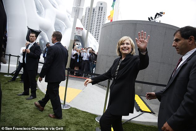 Hillary Clinton is pictured at the 2014 Dreamforce conference