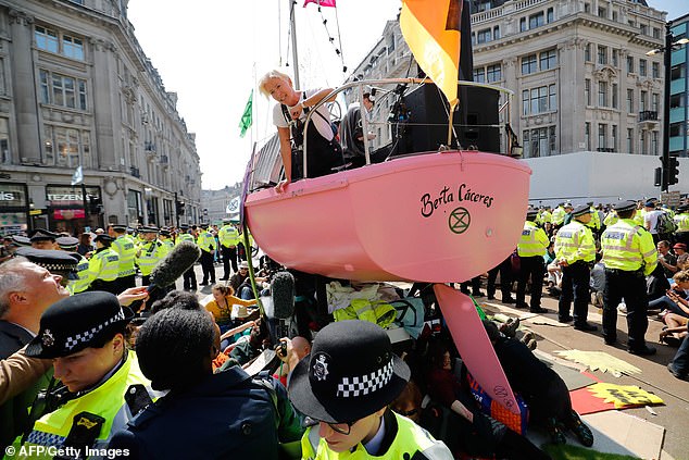 Four years ago, the award-winning actress was aboard a pink boat blocking traffic in Oxford Circus as part of a protest against Extinction Rebellion's climate change