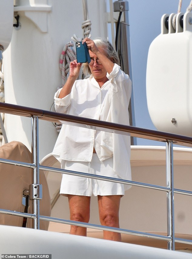 Dame Emma aboard Eos was joined by American celebrities, including TV journalist Diane Sawyer and Candice Bergen, star of films such as Miss Congeniality and Sweet Home Alabama