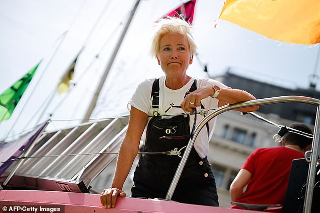 The actress and screenwriter (pictured during the 2019 Extinction Rebellion protest) has homes in England, Scotland and now Venice.