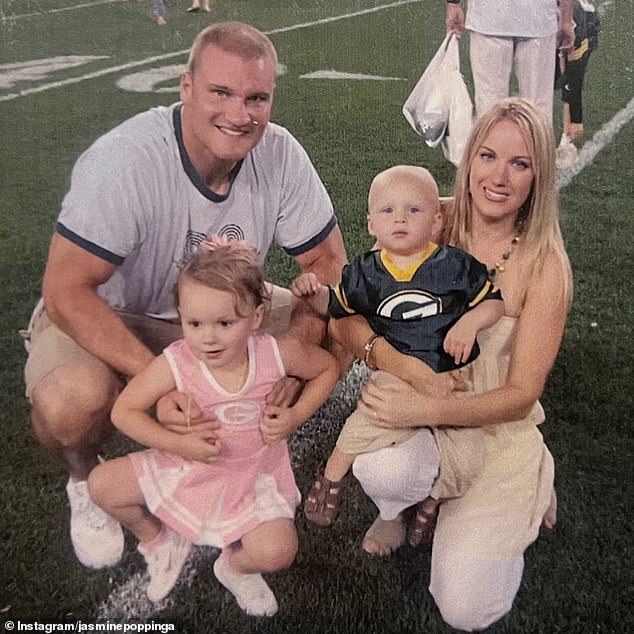 Julius Poppinga (R) pictured with his mother Brooke Hubbard, his sister Jasmine and Brady (L)