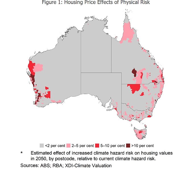 The Reserve Bank is not particularly impressed with incoming governor Michele Bullock who delivered a speech this week warning that parts of the Gold Coast are likely to experience a five to ten percent fall in property prices by 2050 due to the climate change.