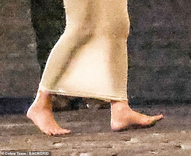 No Yeezys?  Bianca walked shoeless through the cobbled streets