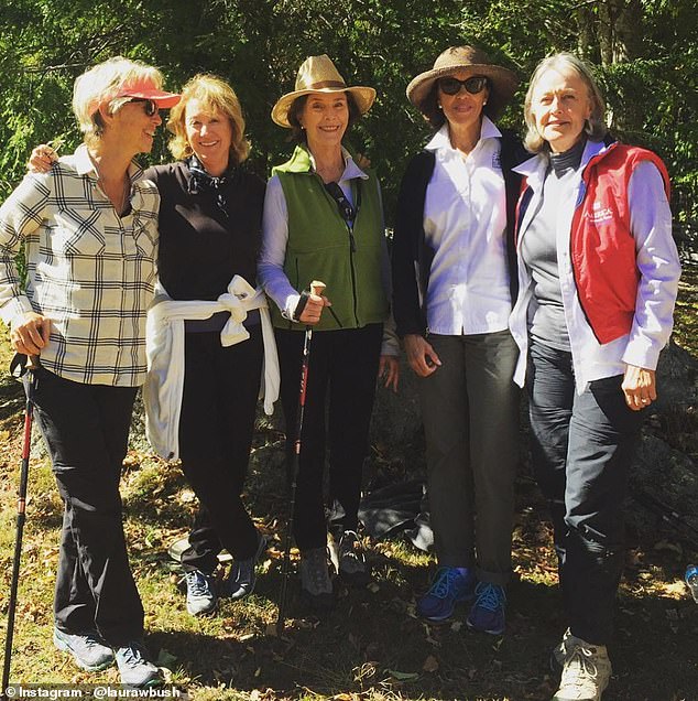 The former First Lady hiked through the Great Smoky Mountains National Park with her childhood friends