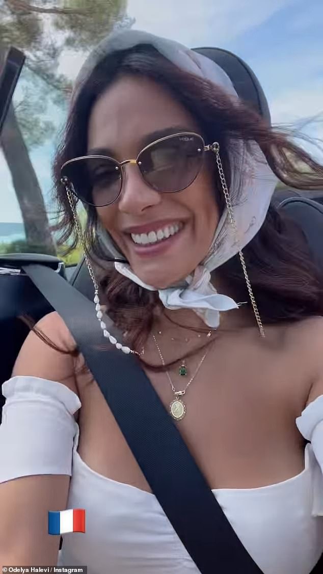 French vibes: The actress revealed that their engagement took place in France, adding the France Flag emoji to a video of them taking a summer drive in a convertible