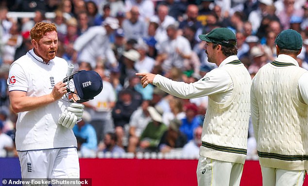 The fiery England wicketkeeper protested to the Aussies, including Travis Head (pictured right) over the incident