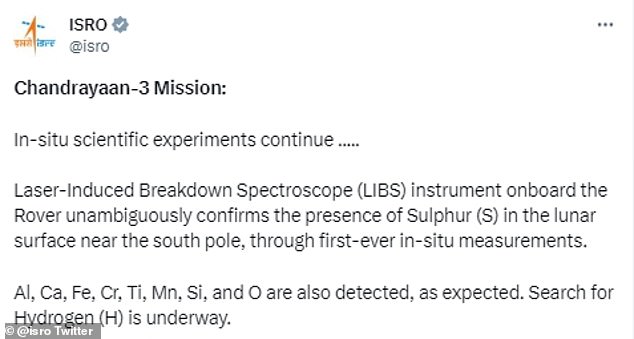 ISRO regularly tweeted updates on the progress of its Chandrayaan-3 spacecraft, which includes both a stationary lander and a wheeled rover.