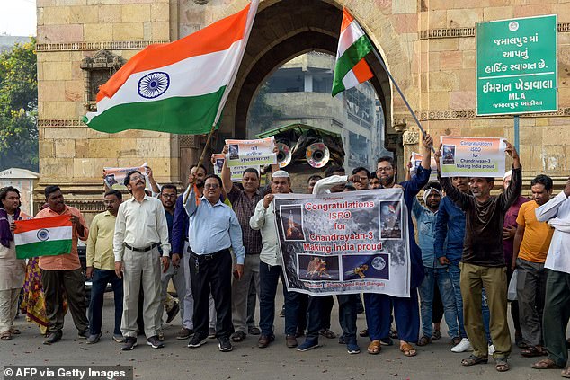 Chandrayaan-3 landed safely on the moon on August 23 - what will surely prove to be one of the most celebrated days in Indian space history.  The photo shows the celebrations in the streets of Ahmedabad the day after