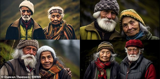 The AI ​​imagined people living in the Scottish Highlands as elderly (and judging by their outfits, it's pretty chilly there!)