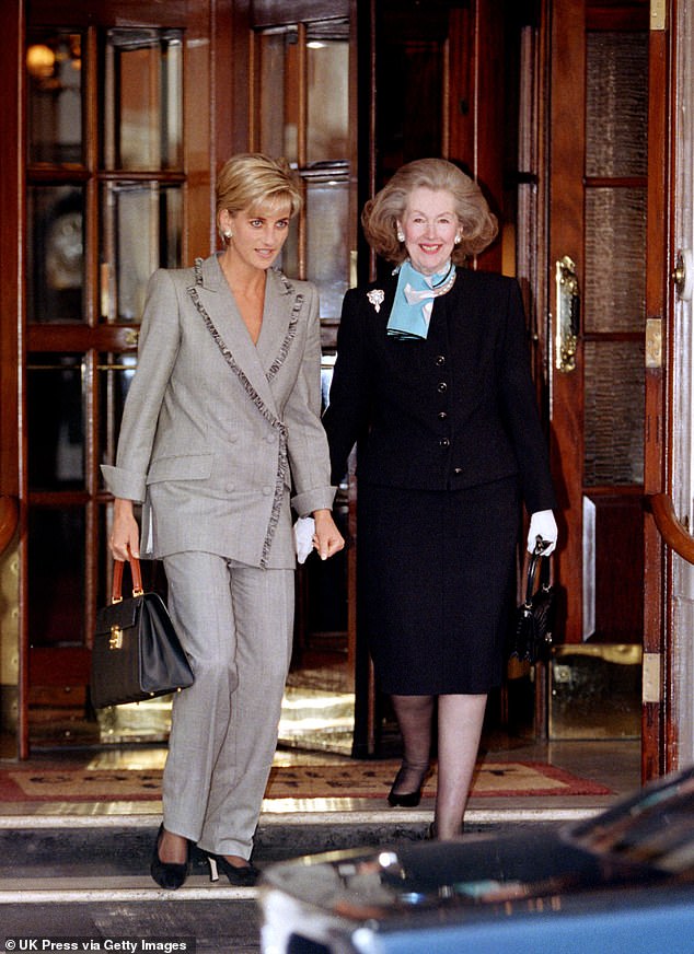 The audio was recorded by Diana in the 1990s during her conversations with her biographer Andrew Morton, who went on to publish the best-selling book Diana: Her True Story.  Above: Diana with her stepmother Raine Spencer