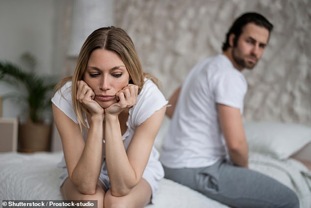 Women who had not engaged in a sexual act in those two weeks reported less satisfaction than men in bed (stock image)