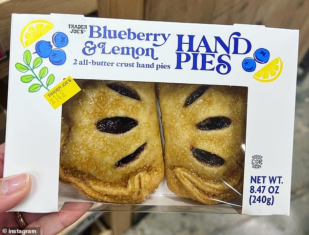 The butter crust hand pies can be reheated in an oven or air fryer at 350 degrees Fahrenheit for just five to 10 minutes.  Pictured are the blueberry and lemon flavored pies