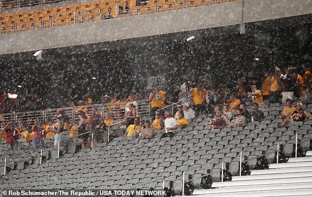 Fans were ordered to find shelter as the game was temporarily interrupted by the severe weather, which later resumed and ended at 1:00 AM.