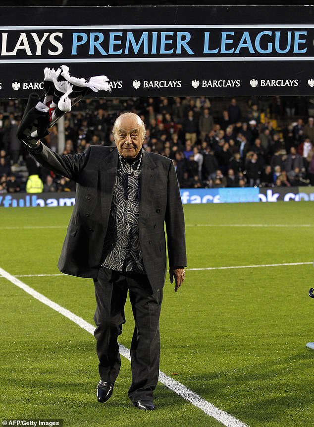 Mr Al-Fayed bought Fulham FC in 1997, with his cash injection ensuring the club progress to the Premier League and European competitions in just a few short years.  He is pictured here in 2011