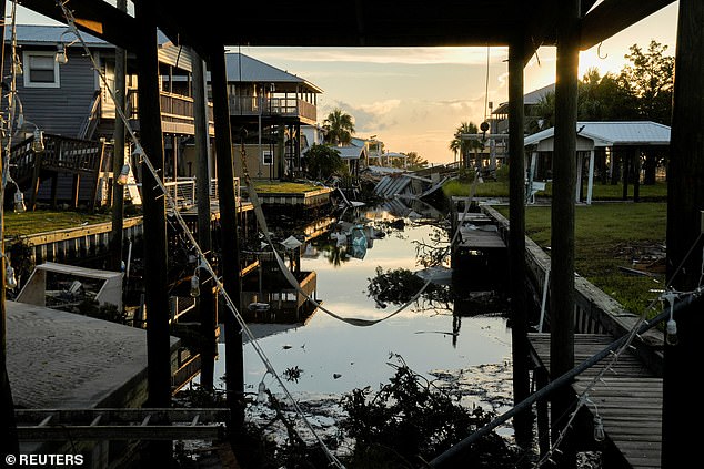 The strength of the storm stretched from Florida's west coast (pictured in Horseshoe Beach, Florida) all the way to North Carolina.