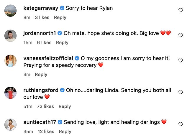 Support: Rylan gave his followers an update after his famous friends flooded the comment section of his Instagram post with well wishes