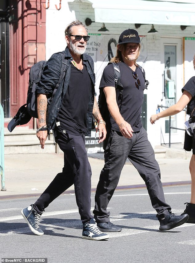 Superstars!  Jeffrey, 57, and Norman, 54, were spotted in Manhattan's SoHo neighborhood, looking rugged and edgy in their all-black looks