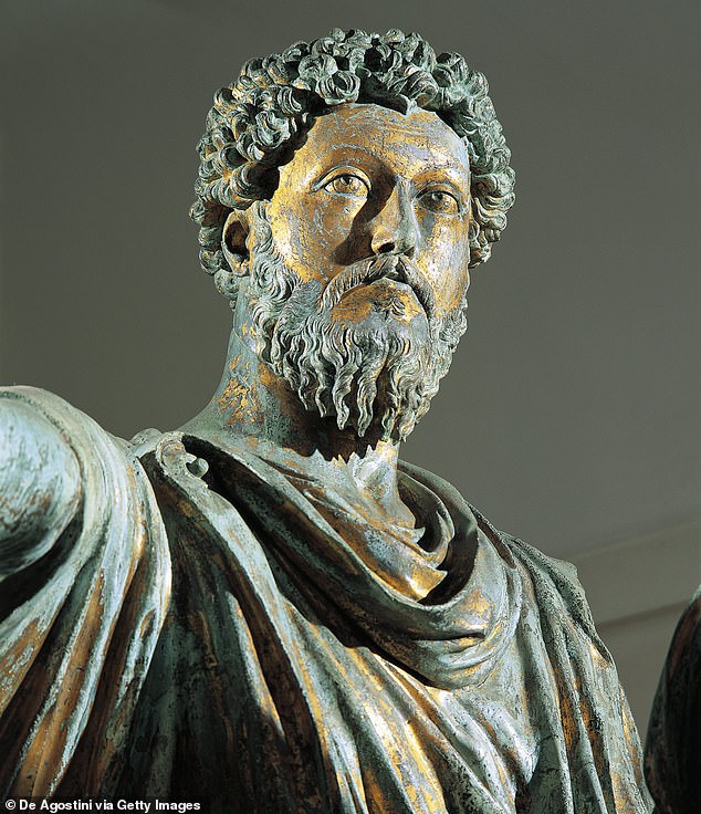 Marcus Aurelius reigned as Roman Emperor from 161 AD to 180 and was a Stoic philosopher whose meditations have been studied over the centuries, seen here in another statue