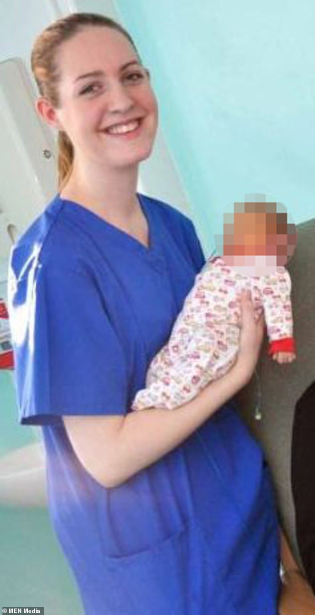 This wasn't the only time the killer was used as a poster girl for the NHS;  in 2013, she appeared on material promoting the hospital's BabyGrow appeal to raise money for a new neonatal unit.  Lucy Letby is pictured in 2012 holding a baby at the Countess of Chester Hospital