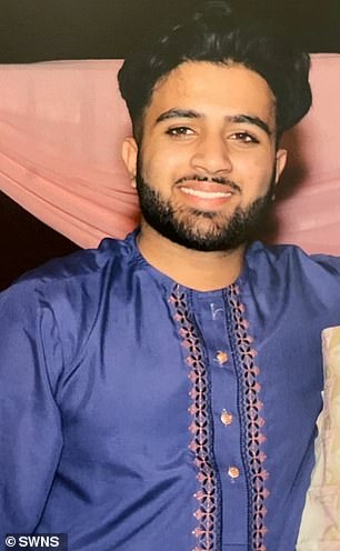 Hussain's boyfriend, driver Mohammed Hashim Ijazuddin (pictured), also 21, was 'in the wrong place at the wrong time'