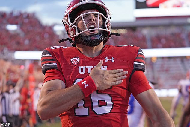 At the time Disney pulled the plug, ESPN was covering a college football game between Florida and No. 14 Utah, whose quarterback Bryson Barnes is seen above