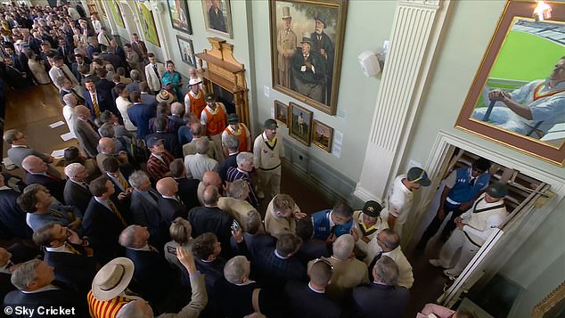 Lords members chant insults at Australian cricketers following the decision, with Australian opener David Warner (bottom right) taking exception to their comment