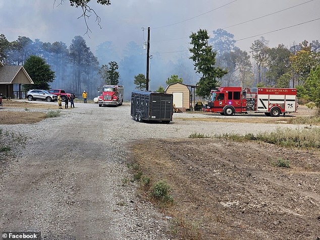 A volunteer fire service has shared footage of the wildfire, showing crews battling the blaze