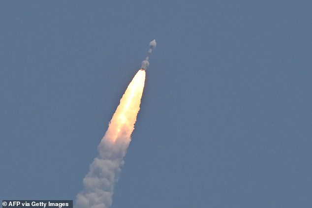 PSLV XL rocket carrying Aditya-L1 spacecraft, India's first space-based observatory to probe the Sun, launches