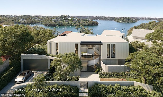 The 697 m2 block at Byora Cres was sold for over $1 million above the expected price of $7.05 million (photo, impression of a future house at Byora Cres 8)