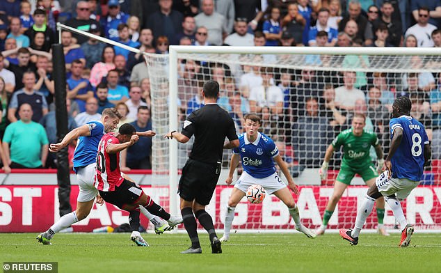 Archer's curling effort hit the woodwork before bouncing off Pickford's back into the net