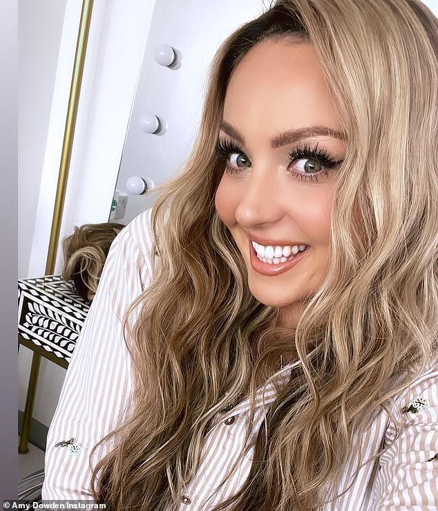 Grateful: Earlier this week, Amy joined her fellow pros-in-training when she shared a glamor photo of herself after being Strictlyfied by the show's hair and makeup team