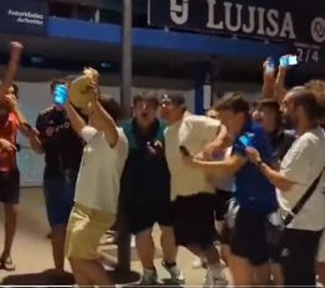 Getafe tweeted a video of jubilant fans celebrating the arrival of the Greenwood outside their stadium