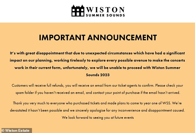 Official: It appears Craig had no control over the cancellation, after the event also issued a statement explaining it was due to circumstances affecting the event's schedule