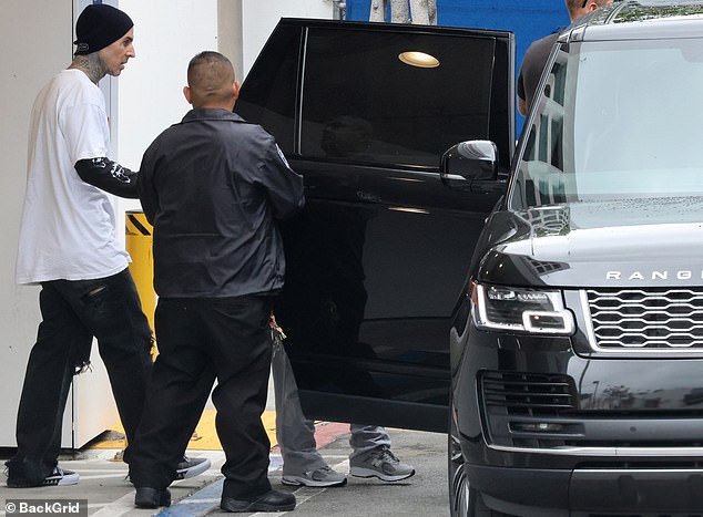 Here they go: The next day, Kourtney, 44, who made her pregnancy public in June, was seen leaving the hospital with Travis and scrambling into an SUV