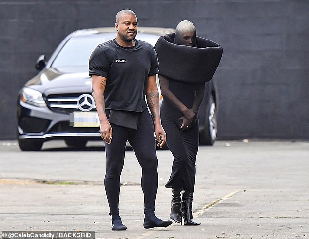 Some PR experts say publicity stunts are just what West should be doing to relaunch his brand.  (West and Censori are pictured heading to the Sunday Service in LA on June 4)