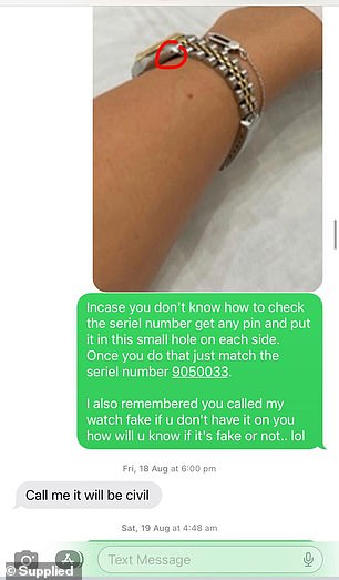 Rose repeatedly asked Ms Hage to share the serial number of the Rolex to undermine the claims