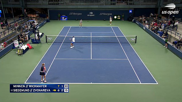 Play was stopped in women's doubles after the referee noticed the squirrel on the field