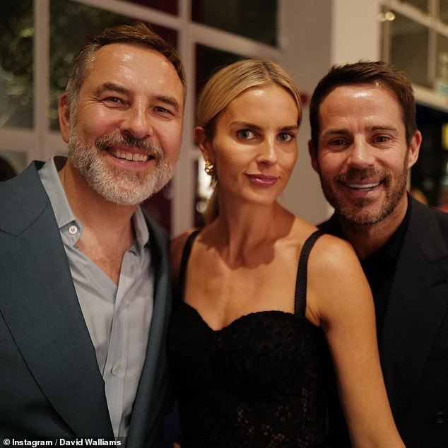 Dazzling: The television funny man also posed next to Frida Andersson, who looked enchanting in a long, black dress.  She was there with husband Jamie Redknapp