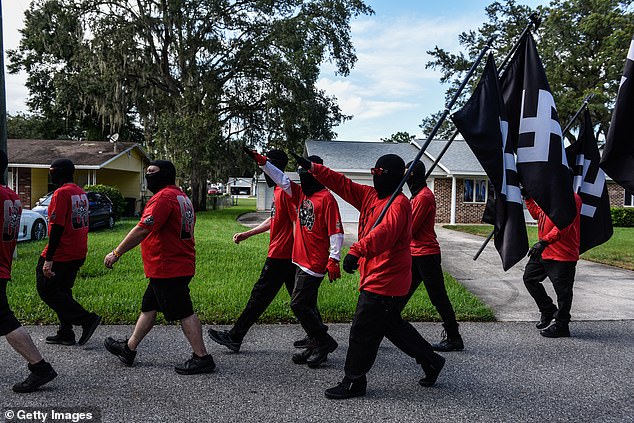 Blood Tribe and Aryan Freedom Network are extreme white supremacist groups that embrace anti-Semitic, racist and homophobic views and parade in military dress