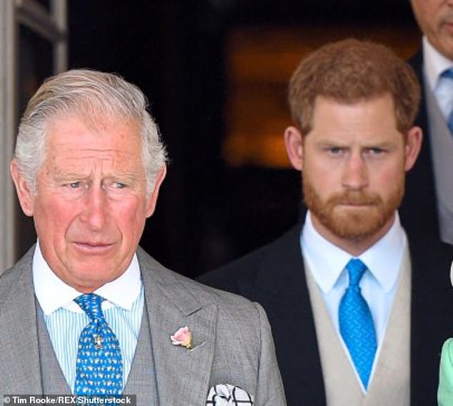 Prince Harry is pictured with his father, King Charles, in May 2018 as the then Prince of Wales hosted his 70th birthday party