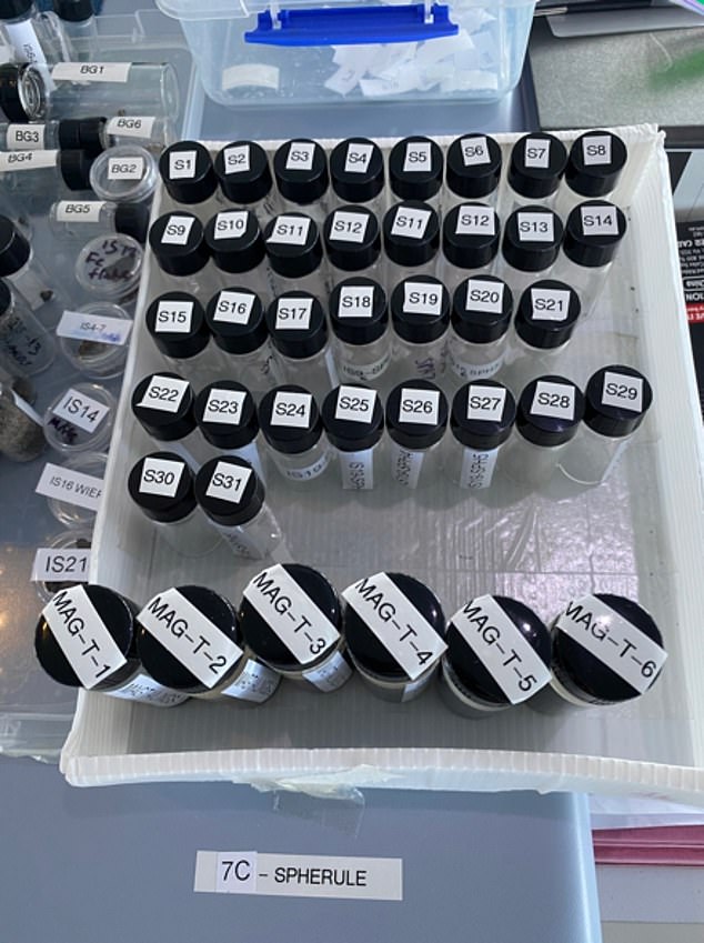 The 50 iron spheres recovered from the Pacific Ocean (above) were analyzed in a lab at Berkeley.  They turned out to be 'abnormal'