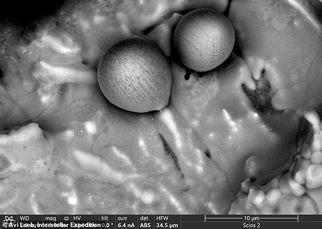 The data from the analysis revealed that the fragments are rich in beryllium, lanthanum and uranium, along with low levels of elements with a high affinity for iron, such as rhenium.  Pictured is the composition of a fragment found at the site